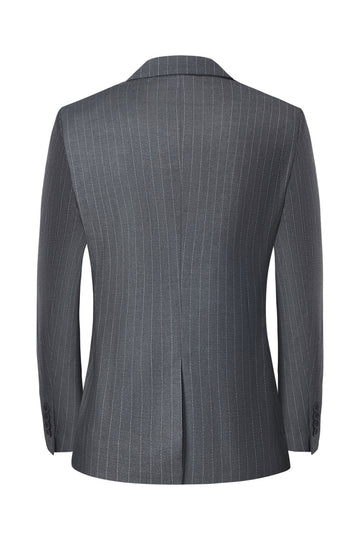 Trajes de boda grises grises de 3 piezas con muescas en la solapa slim fit